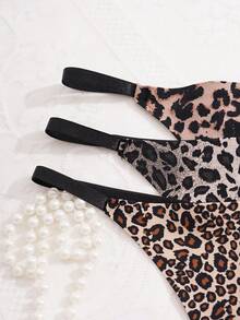 3pcs/Pack Sexy Leopard Print Women's Thong Underwear, Fashionable & Breathable ClassicAnimalPrint - Multicolor - View 5