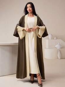 Veilorie 女士时尚优雅撞色开襟长袍 - 彩色 - 查看 1