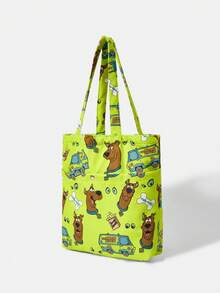 SCOOBY-DOO X SHEIN 1PC Pack, Dog Bone Eye Design, Large Capacity Printed Corduroy Tote Bag. - Multicolor 9 - View 4