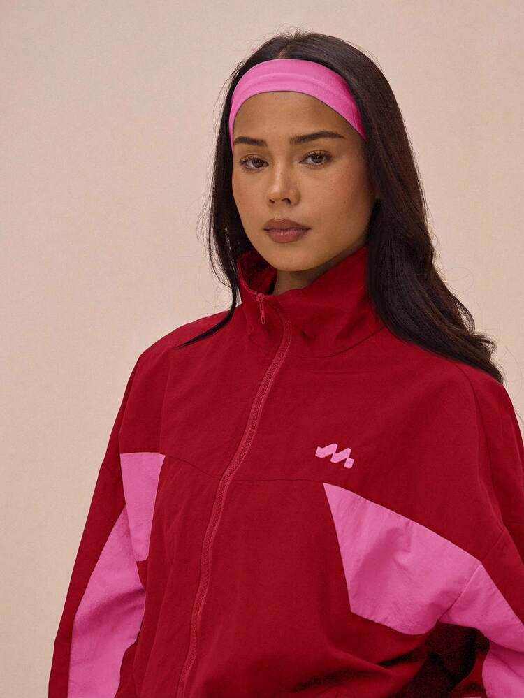 MUSERA Jaqueta de Trilha de Náilon com Colarinho Oversized, Painel de Contraste, Zíper Completo, Apenas Primavera, A Livraria, Oversized, Aeroporto, Esportivo, Festival, Streetwear, Inverno, Volta às Aulas, Loungewear, Dia a Dia, Dia dos Namorados - Vinho - Visão 5