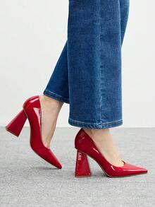 CUCCOO BIZCHIC 女士时尚优雅派对尖头高跟鞋 - 紅色 - 查看 3