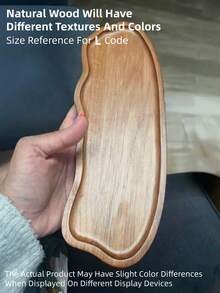 1pc Solid Wood Breakfast Tray, Bathroom Tray, Asymmetric Shape Serving Platter, Cheese Board, Decorative Kitchen Tray, Dining Service Plate