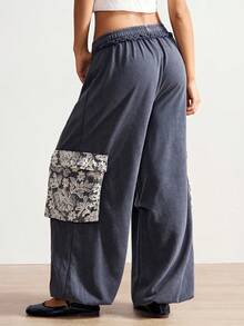 Bohemela Pantalones de chándal sueltos de punto de unicolor y cintura baja para mujer - Gris - Ver 7