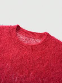 ROMWE MEN Men's Fashionable Dropped Shoulder Long Sleeve Gradient Knit Sweater - Red - View 3