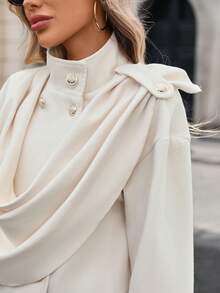 EMERY ROSE Áo khoác nữ trơn màu tối giản, thanh lịch, thoải mái khi đi làm - Màu be - Xem 5