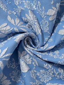 Vionelle 女士加大码法式提花拼接长袖连衣裙，春秋季 - 藍色 - 查看 10