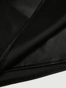 Sweetra Falda A-Line plisada asimétrica de cuero sintético (PU), cintura alta, elegante, para otoño/invierno - Negro - Ver 6