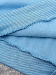 Manfinity Joysei Herren Drop-Shoulder Hoodie in Blau mit 3D-Buchstaben, weiter Schnitt und Raglanärmeln - Blau - Übersicht 5