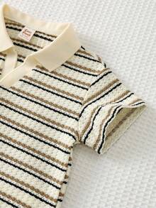 Cozy Pixies 2件套男婴卡通动物图案针织柔软圆领长袖套头卫衣和松紧腰裤套装 - 卡其色 - 查看 6