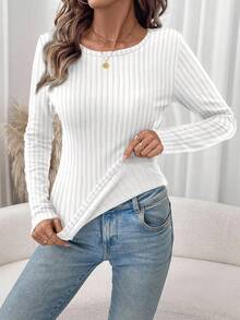 SHEIN LUNE 2 Stücke Damen Langarm Thermo-Pullover Set mit geripptem Strick - Vielseitig einsetzbar für Herbst/Winter, zum Tragen drinnen/Outdoor, Soft Girl, Vintage, Old Money Stil, Sport, Ausflüge & als Geschenk - Verschiedenfarbig - Übersicht 11