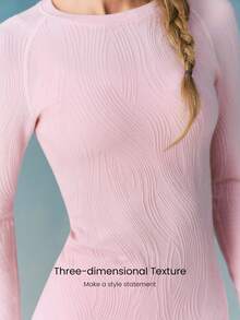 GLOWMODE 滑雪系列保暖透气尼龙羊毛混纺吸汗除臭长袖滑雪打底衫，秋冬户外滑雪服 - 粉色 - 查看 4