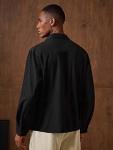 AKNOTIC Men's Black Comfortable Versatile Daily Fashion Loose Design Shirt Black Design Shirt Tarte Mcrae Mens Black Patterned Shirt Black Shirt Woven Design Hellfire Club Chinese Style Open Knit Shirt Men - Black - View 7