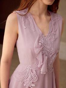 MOTF PREMIUM WOMEN'S WAIST CINCHED SHORT DRESS, ETHEREAL STYLE, AUTUMN/WINTER - Dusty Pink - View 2