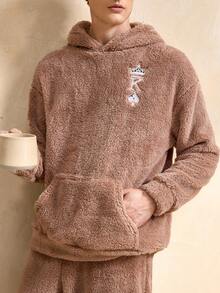 男士休闲连帽长袖上衣和裤子家居服套装