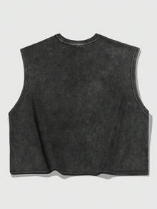 ROMWE MEN Goth Men's Retro Snowflake Angel Print Tank Top - Black - View 2