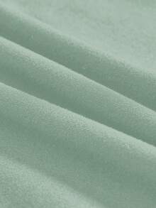 SHEIN EZwear 女士休闲简约高领插肩袖绿色修身长袖打底T恤，秋冬季 - 綠色 - 查看 5