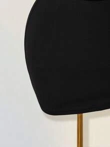 SHEIN ICON 金属链条装饰超大号深V领露背迷你连衣裙 - 黑色 - 查看 7