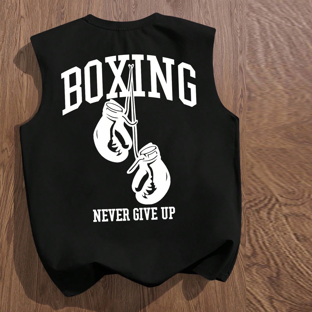 Camiseta de tirantes sin mangas con estampado negro para hombres, vacaciones