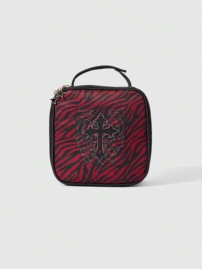 Friday the 13th X ROMWE Large Capacity Portable Cosmetic Bag With Letter & Cartoon Pattern