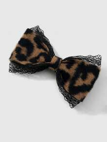 ROMWE Grunge Punk 2个Y2K风格复古优雅朋克哥特黑色皮革双透气蝴蝶结装饰DIY发夹爪发卡，适合姐妹、朋友日常佩戴或节日礼物，万圣节 - 棕色-18 - 查看 5