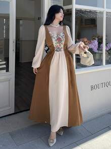 Feyla 女士撞色系带长袖连衣裙 - 彩色 - 查看 5