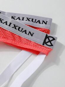 WENEZON Quần lót nam in chữ, kiểu thong khoét lỗ gợi cảm, quần lót lưới kiểu Brazil, quần lót nam sexy. - Hồng - Xem 5