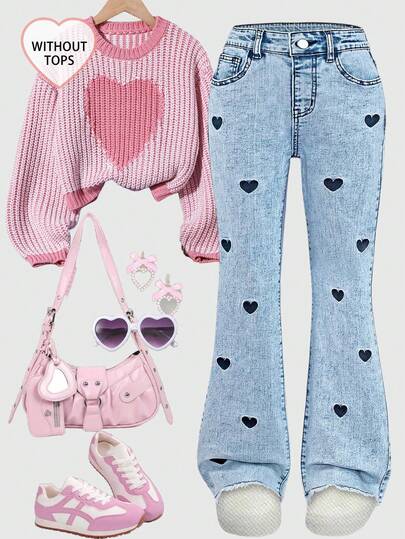 SHEIN ChillGRL Girls' Retro High Waist Washed Blue Flared Jeans, Children Elastic Slim Fit Frayed Hem Design Denim Flared Pants, Suitable For Casual Outings And Outdoor Wear Streecool Kids Girls' Retro High Waist Washed Blue Flared Jeans, Children Elastic Slim Fit Frayed Hem Design Denim Flared Pants, Suitable For Casual Outings And Outdoor Wear Fall Winter