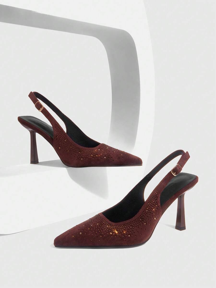 CUCCOO SZL Women's Pointed Toe Buckle Design Elegant High Heels, Suitable For Daily Commute For Christmas - Brown - View 1