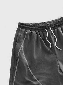 ROMWE MEN Essentials Spring/Summer Casual Graphic Men'S Casual Drawstring Harem Shorts - Black - View 3