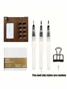 6pcs Mini Travel Palette Set, Portable Watercolor Kit, 8/15 Grid Paint Box, Sketchbook, Binder, And Brushes For Artists And Students - Multicolor - View 18