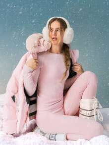 GLOWMODE Skiing Collection Alpine Confidence Soft Warm Nylon Wool-Blend Sweat-Wicking Deodorizing Mid-Rise Skiing Base Layer Bottoms  Outdoors Skiing Wear Valentine's Day Spring Summer - Pink - View 6