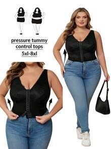 SHEIN CURVE+ Damen Große Größen Sexy Spitzenbesatz Trägerhemd