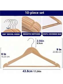 5/10个装木质衣架，防滑外套衣架，加厚浴袍衣架，适用于衣柜，多功能节省空间衣架，裤架，衣架，适用于衬衫、夹克、连衣裙、裤子，返校季、感恩节、万圣节、圣诞节和其他节日礼物 - 彩色 - 查看 12