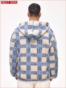Rest Era Męska bluza z kapturem i długim rękawem z polaru w kratę, idealna na co dzień, jesień/zima - Wielokolorowe - Zobacz 2