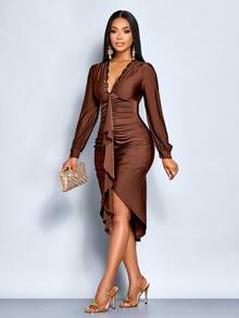 SOLERSUN 秋季女装 冬季女装 返校节礼服 感恩节女装 返校季服装 教师装 精致蕾丝-Jp 夏季冬季时尚 AU 甜美风格 SukienkiNaWyjście 特别款 复古时尚 派对必备 极简风格 晚宴 优雅 音乐会服装 时尚秋日清爽连衣裙 #端庄 #平价时尚 针织 万圣节 圣诞节 舞会 性感 老钱风格 优雅长袖 棕色 乡村音乐会 正式 商务 紧身 生日 - 咖啡棕 - 查看 5