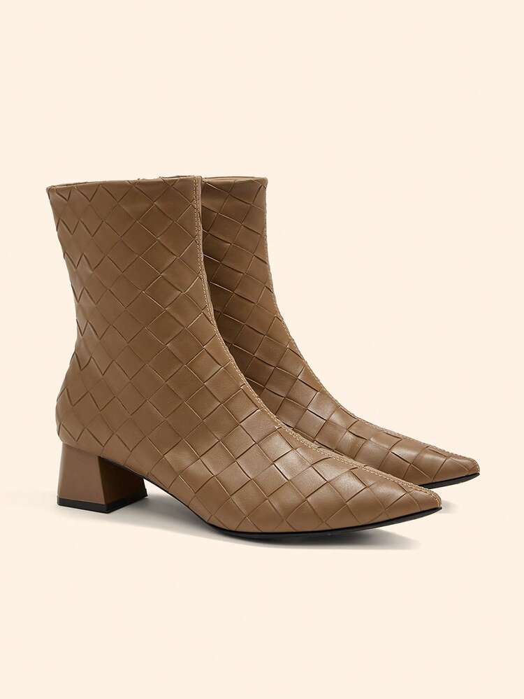 CUCCOO CHICEST Women's Fashion Versatile Pointed Toe Chunky Heel Ankle Boots For Christmas