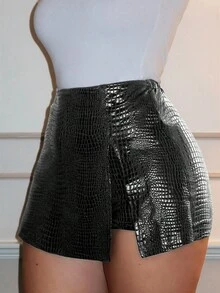 Glamine 女士 Y2K Baddie 音乐节派对侧开衩裙裤，春夏款 - 黑色 - 查看 1