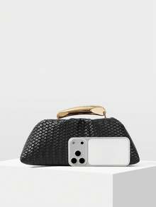 MOTF PREMIUM PU LEATHER BEADED TOP HANDLE BAG - Black braid - View 3