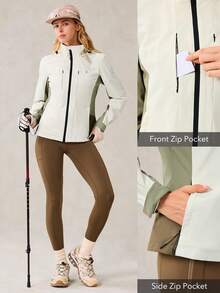 OutZeal 女式防水防风拉链口袋撞色户外外套徒步露营秋冬 - 彩色 - 查看 5