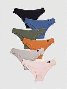 ROMWE 6pcs/Pack High Elastic Casual Briefs - Multicolor - View 1
