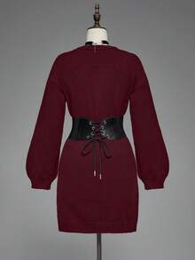 ROMWE Gothic Snake Embroidery Pullover Sweater Dress For Women - Purple - View 2