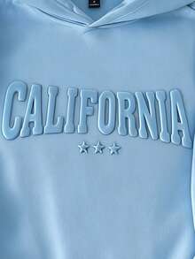 Manfinity Joysei Herren Drop-Shoulder Hoodie in Blau mit 3D-Buchstaben, weiter Schnitt und Raglanärmeln - Blau - Übersicht 2