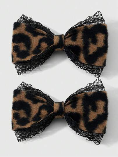 Grunge Punk 2 piezas Estilo Y2K Vintage Elegante Punk Gothic Pinza de Pelo de Cuero Negro con Doble Ventilación y Decoración de Lazo, Adecuado para Hermanas, Amigas para Uso Diario o Regalo de Vacaciones, Halloween