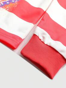 ROMWE MEN Street Life 印花条纹休闲宽松长袖套头卫衣（男士款） - 彩色 - 查看 6