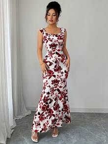 Elenzga A Sleeveless Long Dress For An Elegant Summer Vacation For Ladies - Burgundy - View 5