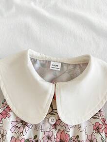 Vintaside Kids Baby Girl Casual Floral Print Peter Pan Collar Dress - Multicolor - View 8