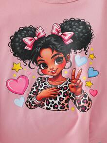 Sparklyn 3pcs/Set Tween Girls' Fashionable Cartoon Graphic Tank Tops - Apricot - View 6