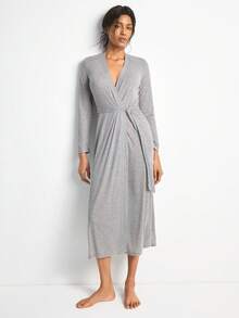 Ocili 柔软舒适的休闲宽松女士家居服睡袍 - 灰色 - 查看 5