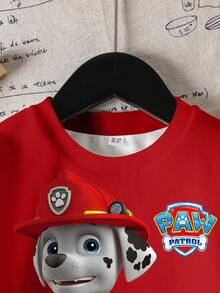 SHEIN | PAW Patrol Young Boy Cartoon Pattern Colorblock Crew Neck Long Sleeve Pullover Sweatshirt
