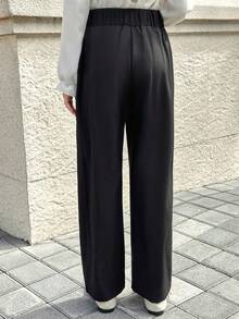 SHEIN Tween Girl British-Style Casual Gold Button Decorations And An Elastic Waistband At The Back Wide-Leg Casual Pants, It Is Well-Suited For Daily Commuting